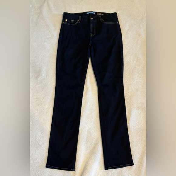 7 For All Mankind Women’s Kimmie Straight Leg Jeans Dark Blue Wash - Size 32 - Picture 2 of 6